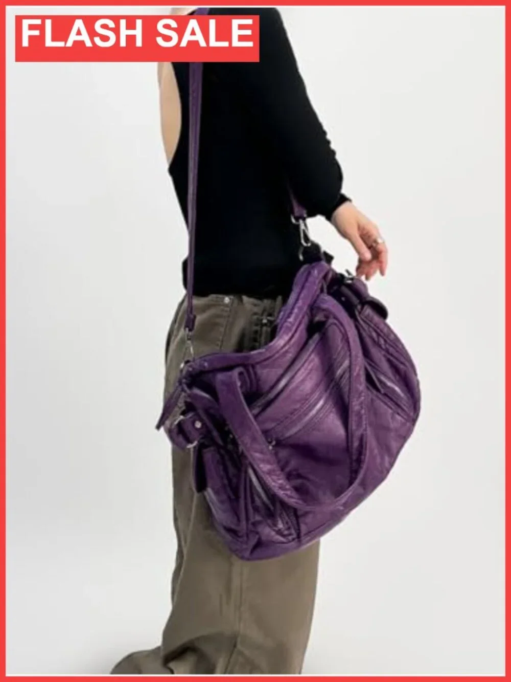 Faux Leather Hobo Bag Large Slouchy Shoulder Purse Fits 13 Inch Laptop